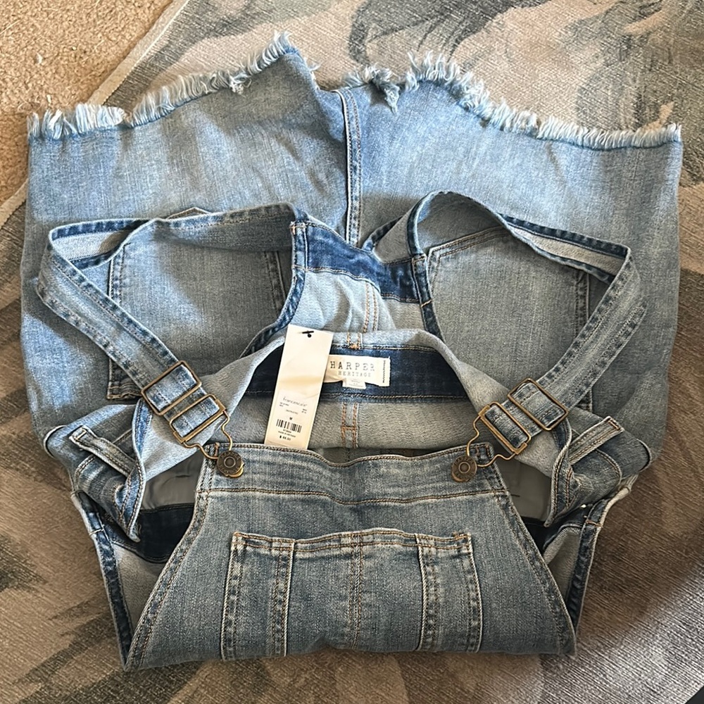 Harper Blue Distressed Denim Overalls